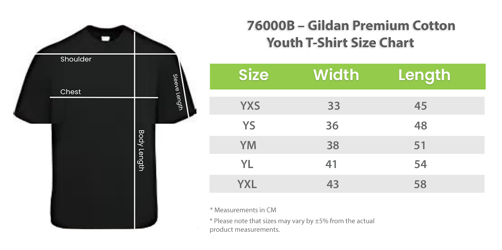 76000B - Gildan Premium Cotton Youth T-Shirt - Innov Enterprise