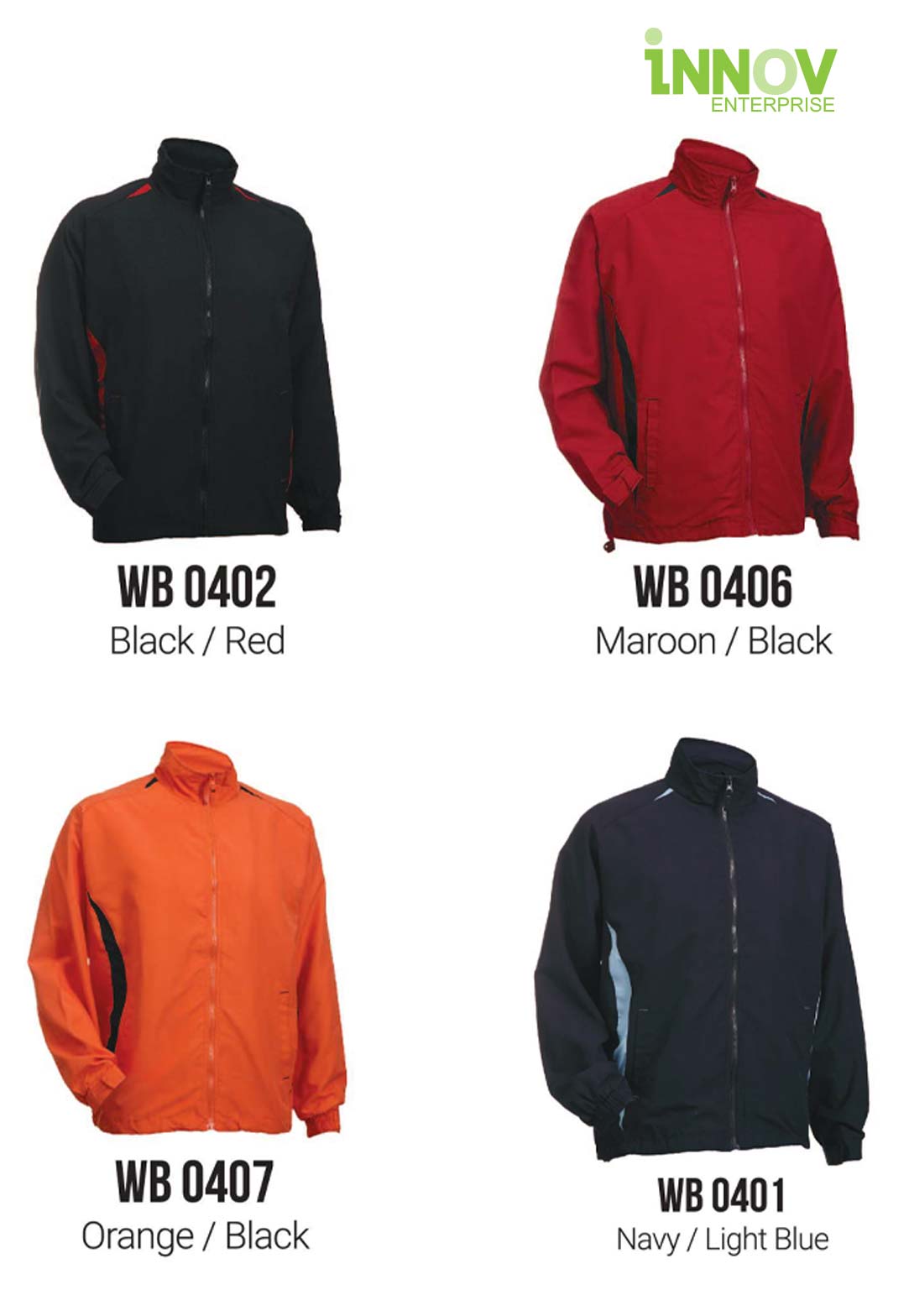 WB04 UNISEX FULL-ZIP Reversible Windbreaker - Innov Enterprise